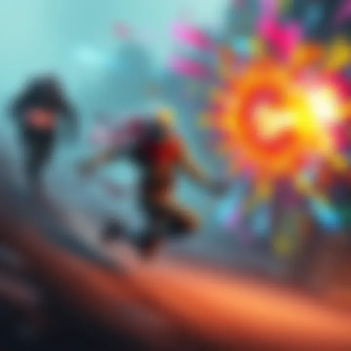 An agent skillfully dodging a colorful magical attack with dynamic movement, showcasing agility and strategy in gameplay.