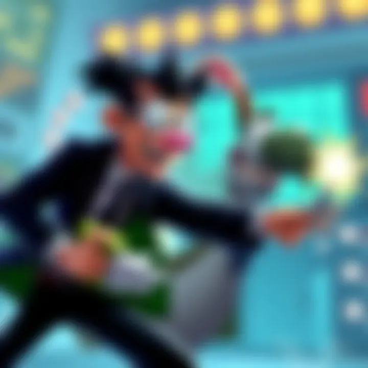 Agent P confronts Dr. Doofenshmirtz in a dynamic scene showing their rivalry and unique gadgets.