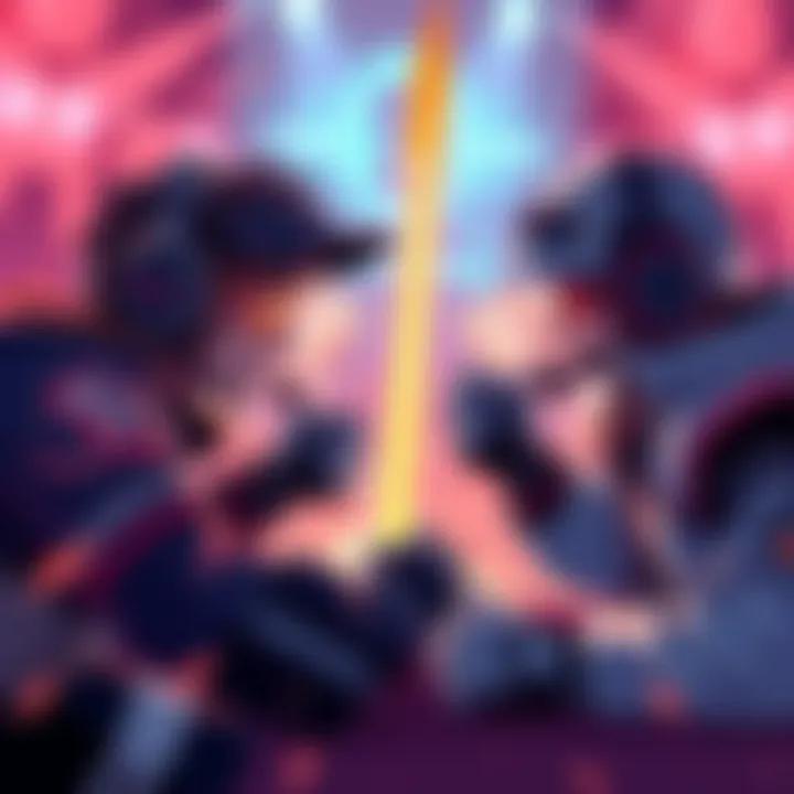 Illustration showing two players engaged in a competitive game, highlighting the balance of strategy and excitement in matchmaking systems.