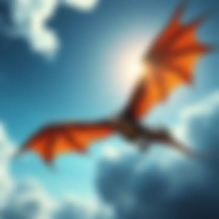 A large dragon soaring through the sky, with a simple design and impressive wingspan, symbolizing its title 'The Flying Dragon'.