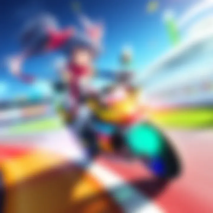 Agnes Tachyon racing on a track, showcasing her unique character design and vibrant colors