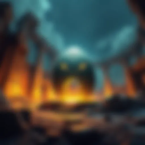 Ahamkara Egg glowing amidst ancient ruins and stars, symbolizing its connection to game lore.