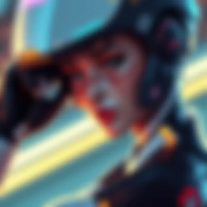 AI character with glossy lips An AI character showcasing glossy lips and a bold silhouette during her first match, emphasizing her striking appearance.