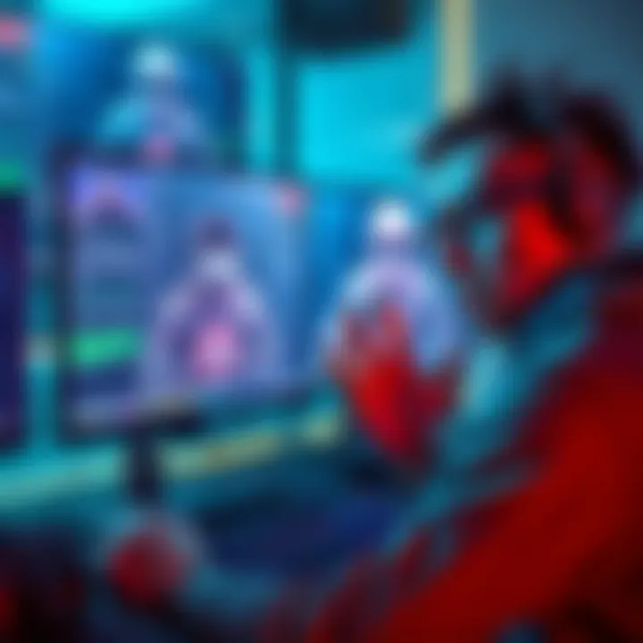 AI Cheating in Gaming A gamer frustrated at a computer screen while playing a game, showing images of cheats like softaim and wallhacks on the screen