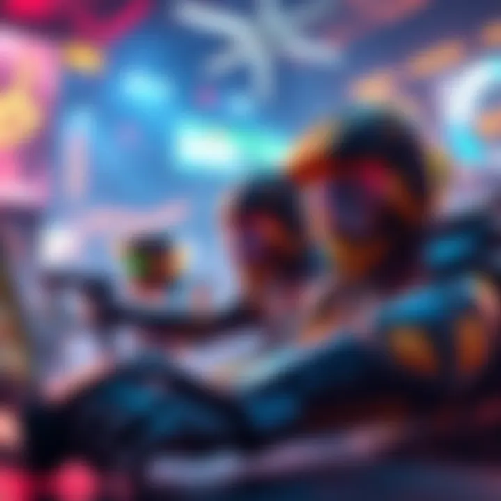 AI-Driven Gaming Graphics A vibrant scene showcasing advanced graphics in a video game, illustrating the power of AI enhancements with dynamic lighting and realistic character designs.