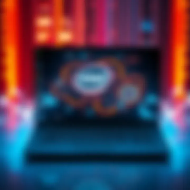 AI-powered PC A modern laptop showcasing AI capabilities with a digital interface on the screen