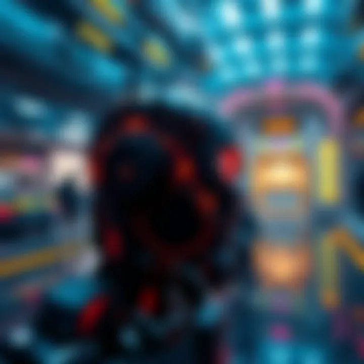 AI Technology in Action A futuristic scene showing AI technology with neural rendering in a digital environment, illustrating advancements in gaming and everyday life.