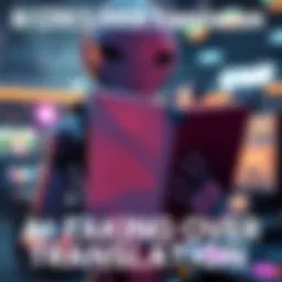 AI Taking Over Translation A robot with a language book, symbolizing AI replacing human translators in a gaming studio