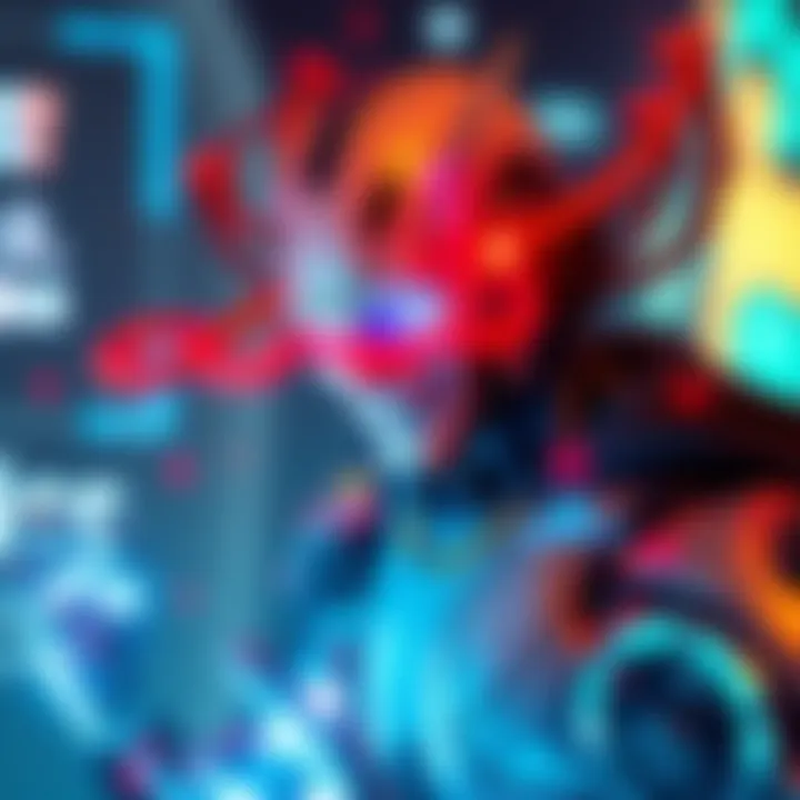 An AI figure resembling a trickster character, displaying chaotic behavior, with glitch effects around it, symbolizing confusion and unpredictability in the digital world.