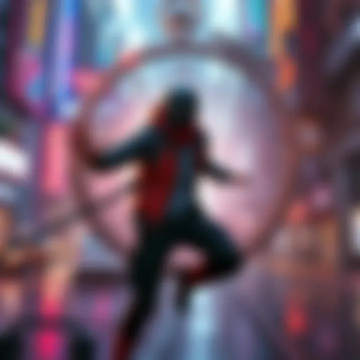 Aiden moving within a game environment, with a clock showing time flow only while he is in motion