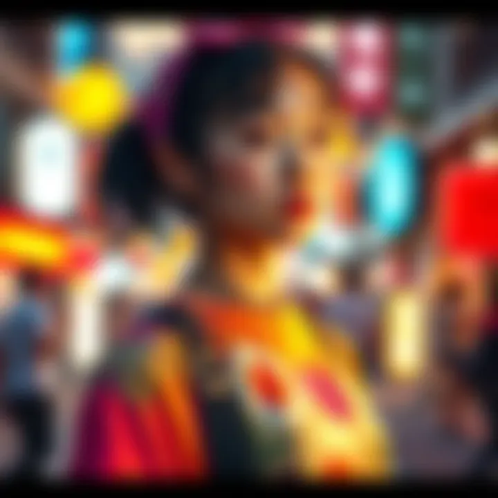 Person named Aiko Aiko, a young woman with vibrant clothes, symbolizing contemporary culture, stands confidently with a thoughtful expression.