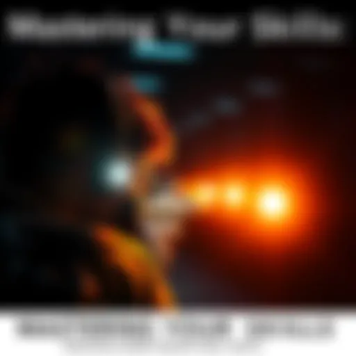 A person focuses on aiming at bright, persistent lights in a dark environment, showcasing skill and concentration.