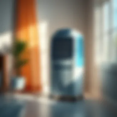 An air cooler placed in a sunny room, providing cool air during summer heat