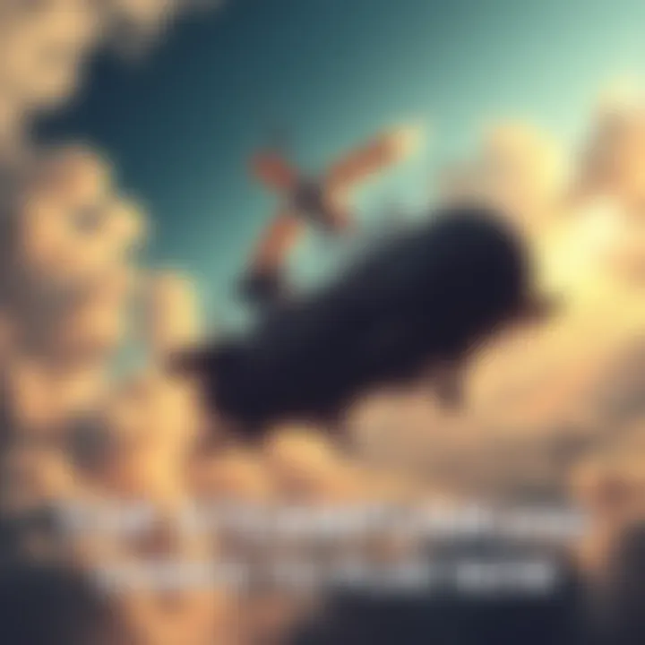 Airship in a Steampunk Sky A detailed airship soaring through a cloudy sky with gears and steam elements, representing Steampunk design