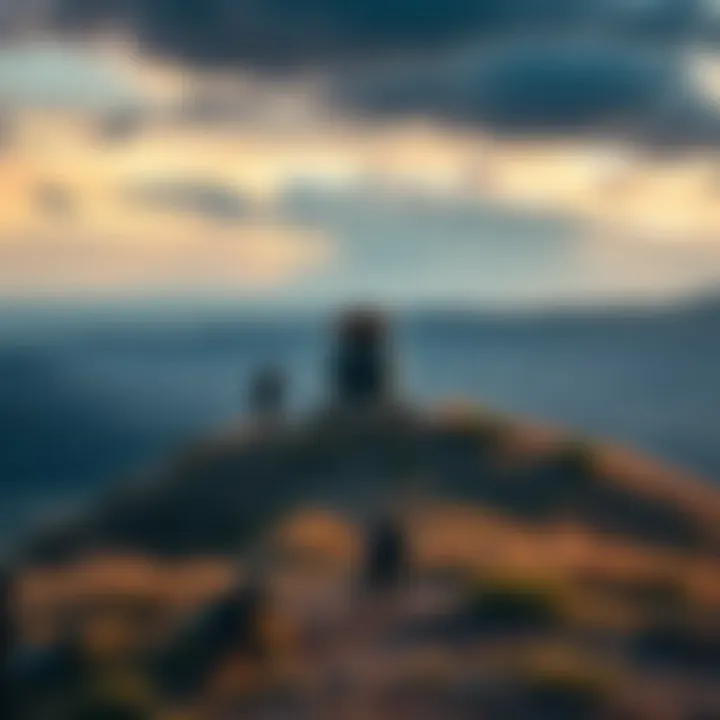 Airstrike Designator on Hill An airstrike designator device on a hill overlooking a battlefield, with a view of soldiers below preparing for action.