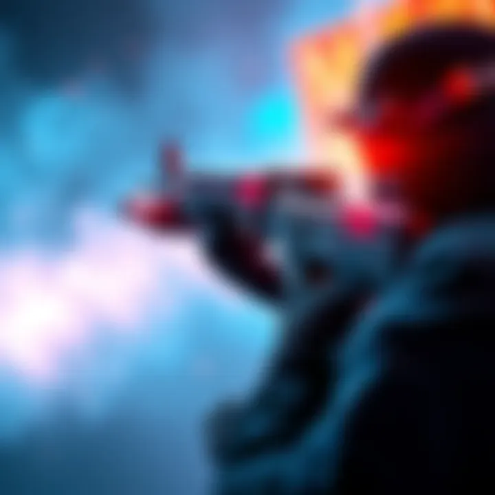 Player aiming the AK117 Lava gun during gameplay, showcasing the weapon's design and recoil effect
