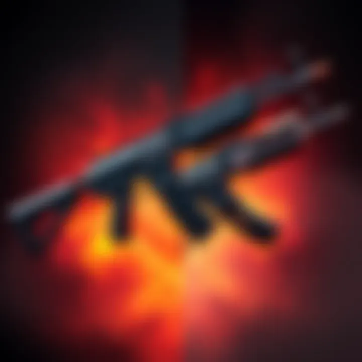 Side-by-side view of the AK117 GRIM ENDING and AK117 LAVA REMIX weapons highlighting their designs and fire rates in gameplay