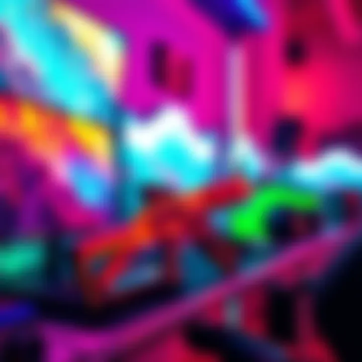 A vibrant view of the AK117 Lava remix showing its bright colors and design while being used in a gaming setup.