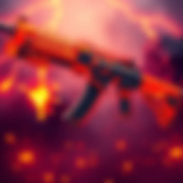 A digital illustration of the AK117-Lava Remix showcasing its vibrant lava-inspired design with bright red and orange colors and dynamic textures.