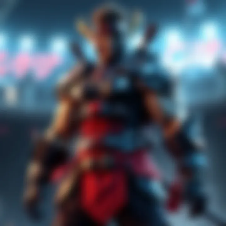 Akuma standing ready for combat, showcasing his moveset with a powerful armor set and weapon.