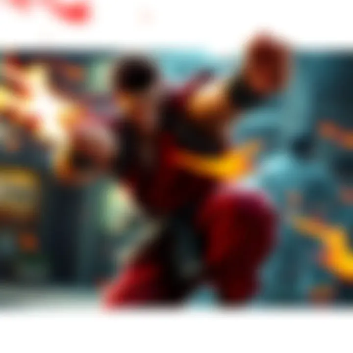 Akuma performing a combo attack in Street Fighter A fighter character named Akuma executing a series of combo moves in a Street Fighter game, showcasing intense action and skill