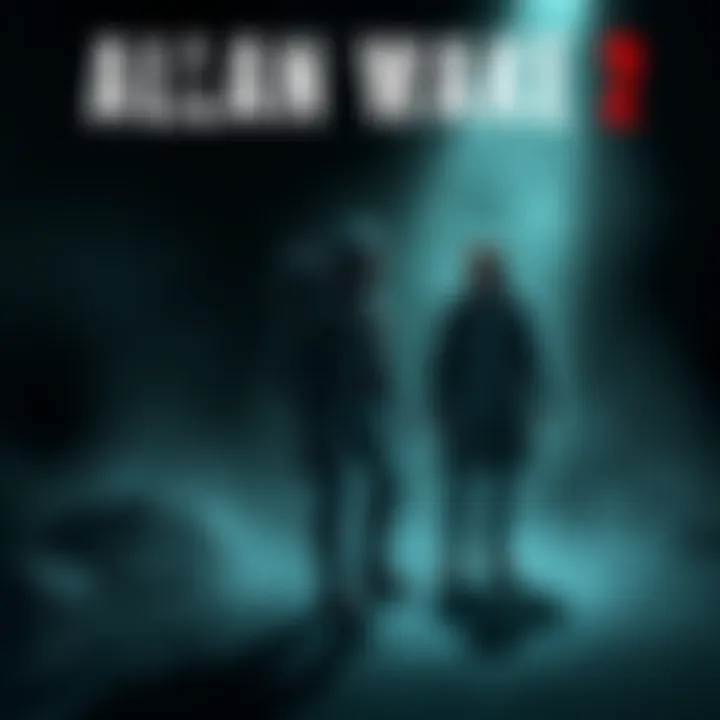 Alan Wake 2 Characters Illustration of characters from Alan Wake 2, showcasing Mr. Door, the Diver/Poet, and Tom standing together in a dark, foggy environment with eerie lighting.