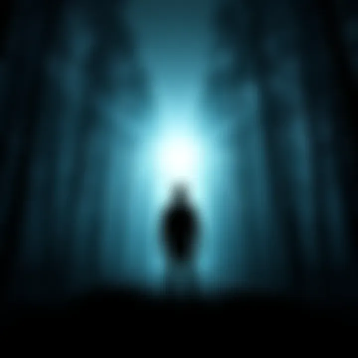 Alan Wake 2 promotional artwork Alan Wake 2 game cover featuring a dark forest and a glowing light with a figure standing in front of it