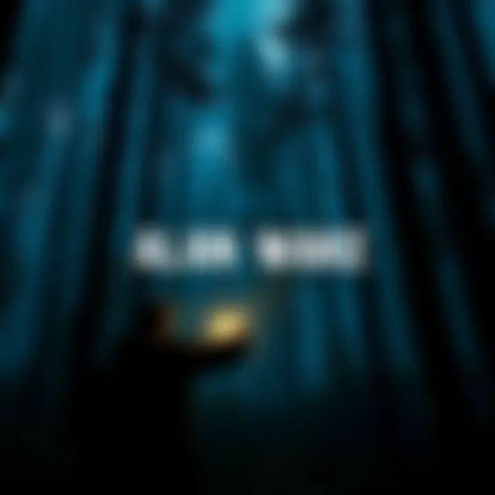 A dark and eerie forest with a character holding a flashlight in Alan Wake 2, creating a tense atmosphere.