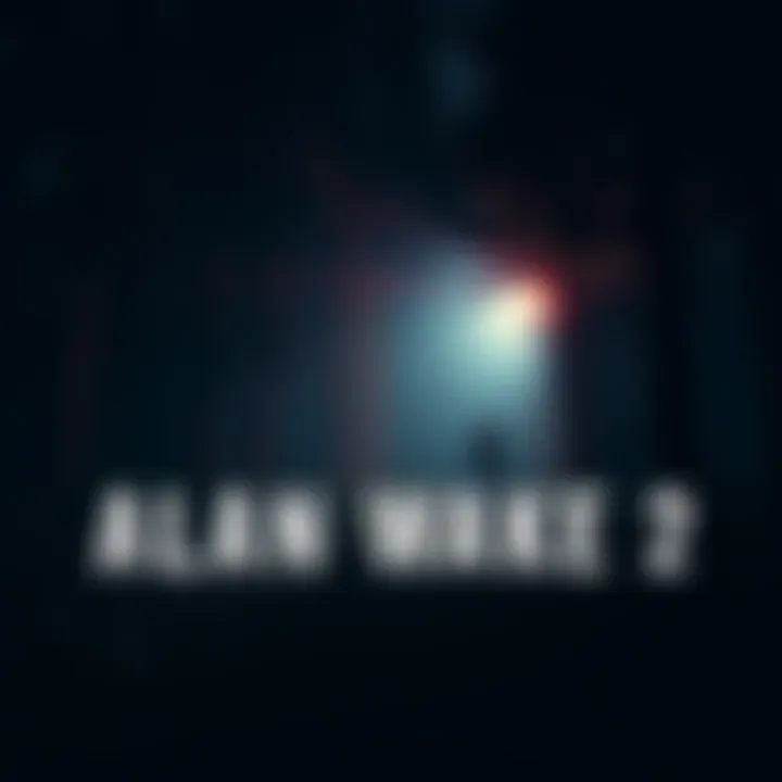 A scene from Alan Wake 2 showing a dark forest with a flashlight illuminating the path.