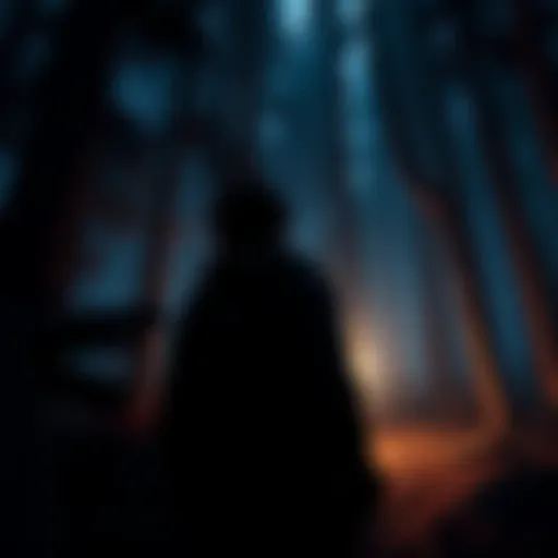 A character exploring a dark forest with a flashlight, showcasing intense graphics and thrilling atmosphere.