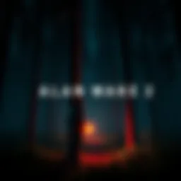 A scene from Alan Wake 2 showing the main character in a dark forest, highlighting the game's intense atmosphere.