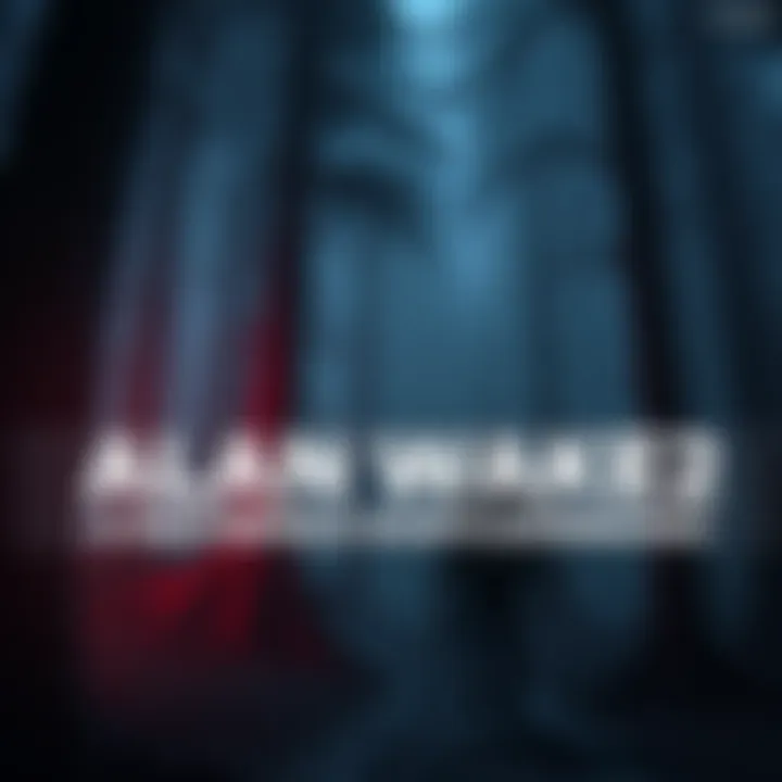 A character from Alan Wake 2 exploring a dark, atmospheric forest with eerie lighting