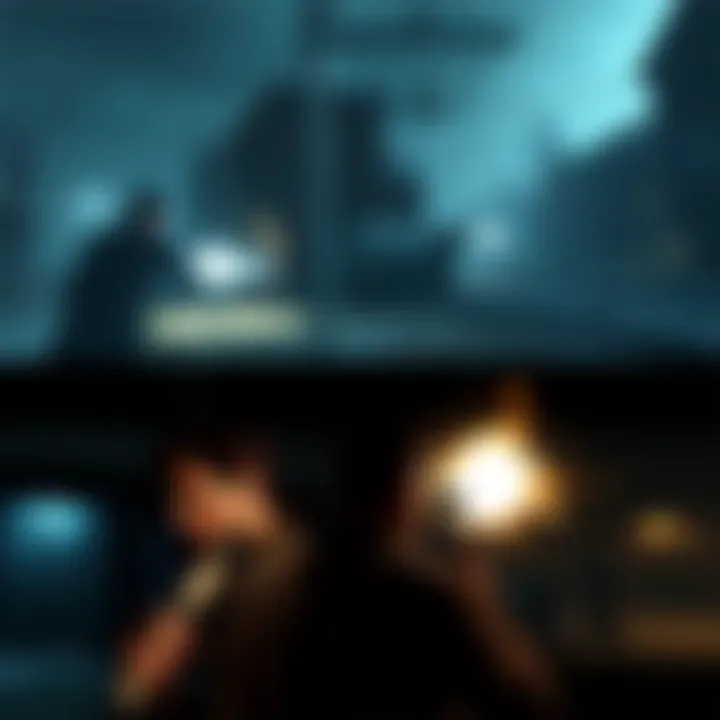 A side-by-side comparison of gameplay scenes from Alan Wake 1 and Alan Wake 2, highlighting differences in flashlight mechanics and action sequences.