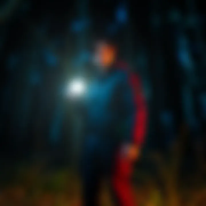Alan Wake Cosplay Example A person dressed as Alan Wake wearing a dark jacket, holding a flashlight, and standing in a forest setting at night