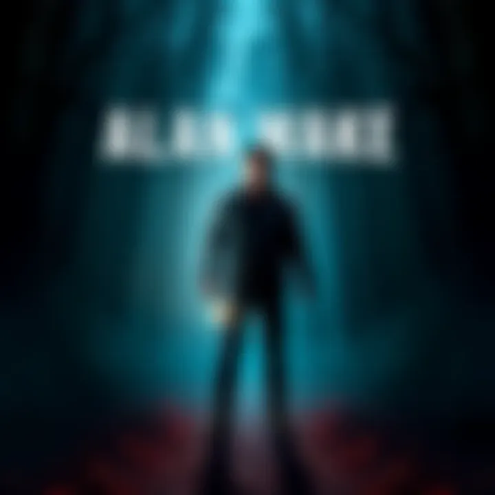 Cover art showing Alan Wake, a writer with a flashlight, standing in a dark forest with mysterious shadows, representing the remaster of the game.