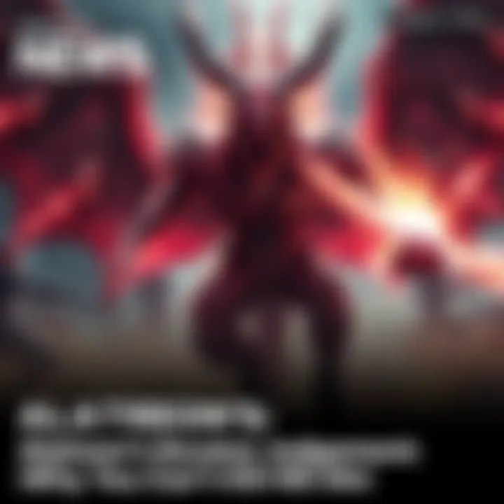 Alatreon unleashes Escaton Judgement against hunters, creating a dramatic scene with energy bursts and a fierce environment.