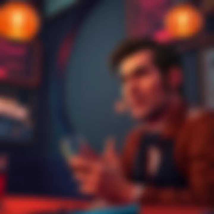 A screenshot showing dialogue options in KIM focusing on alcohol, with a frustrated player expression