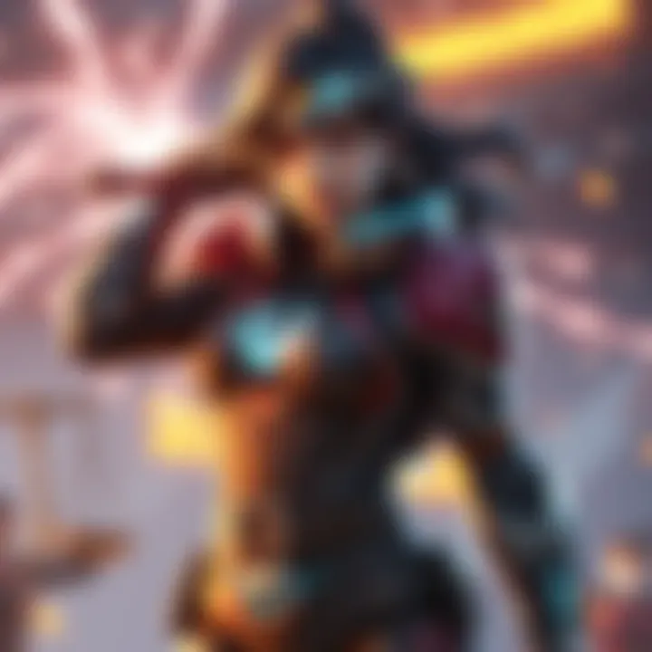 Alejandra stands confidently in battle gear, with a determined expression, energy effects surrounding her, showcasing her connection to justice like Zarya.
