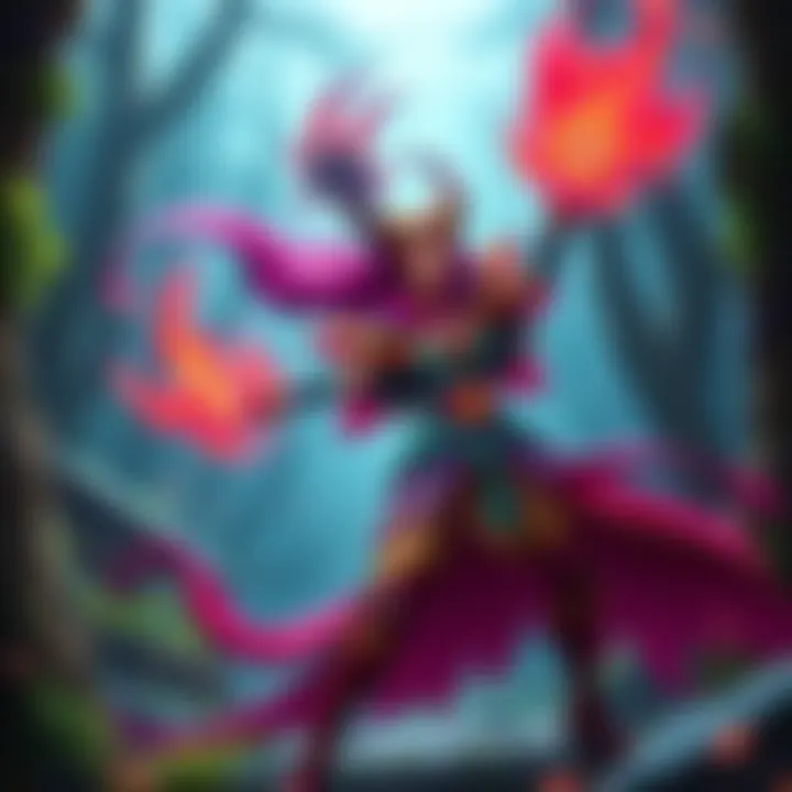 Alexstrasza wearing a colorful Mage/Druid outfit, casting magic in a mystical forest setting