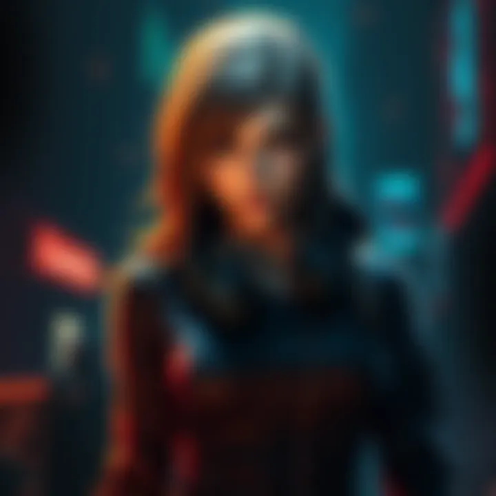 Alice Abernathy character artwork with a dark and intense background representing the gaming world