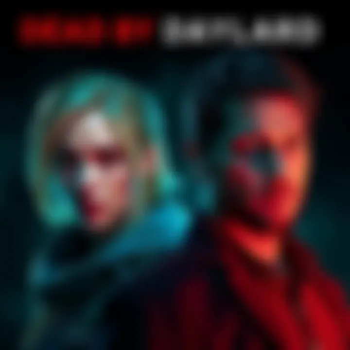 Alice and Matthew Lillard in Dead by Daylight Fan art showing Alice from Resident Evil and Matthew Lillard as new survivors in Dead by Daylight, with a dark and suspenseful background.