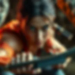 Alicia Vikander in action as Lara Croft, showcasing her athleticism and determination in a thrilling scene.