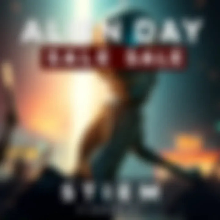Promotional banner for Alien Day Sale on Steam featuring discounts and references to a character named Steve.