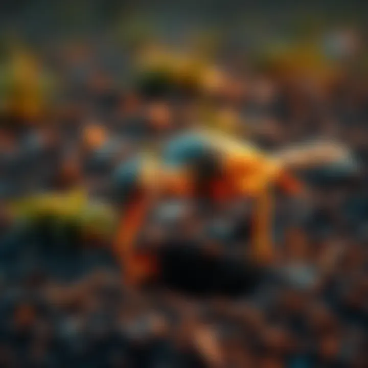 A strange alien-like bird digging into the ground