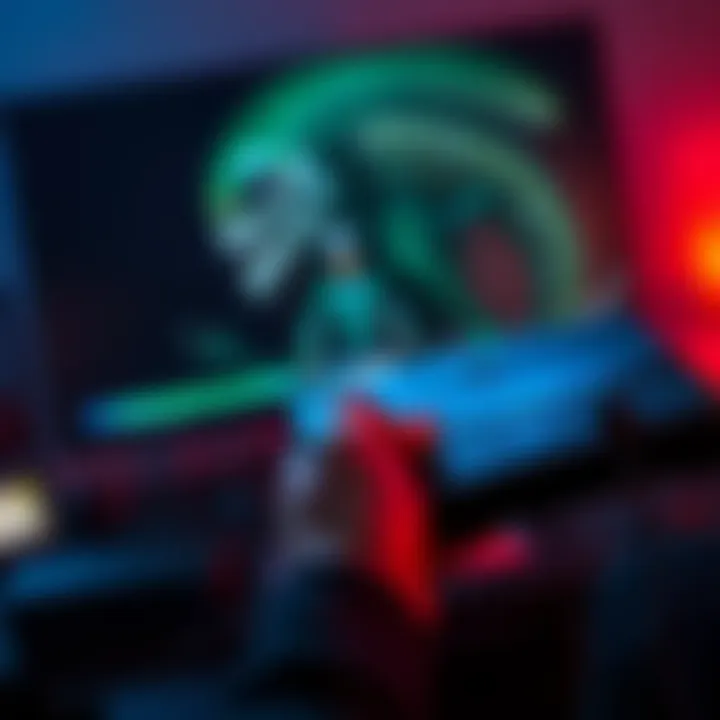 A player holding a Steam Deck while playing Alien: Isolation, showcasing the game screen filled with dark, suspenseful visuals