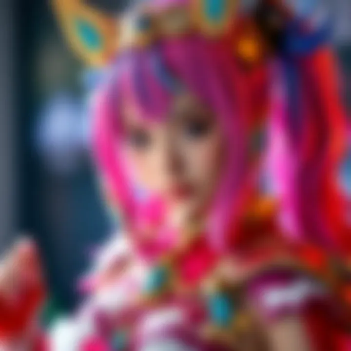A detailed view of Alisa cosplay showcasing vibrant colors and intricate costume design, photographed by Kevinertia.