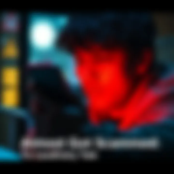 Individual looking at a phone with a worried expression, almost falling for a scam, warning signs visible on the screen