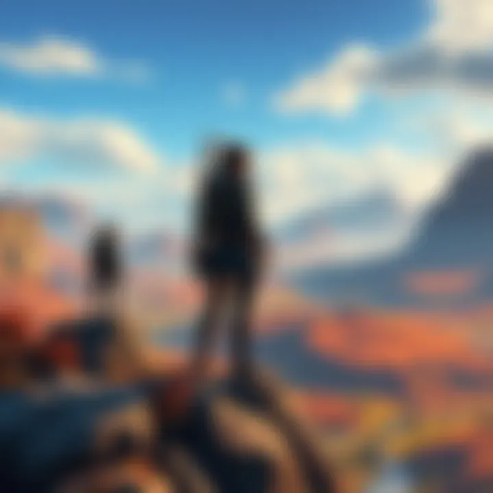 Aloy, the main character, stands on a rocky cliff overlooking a vibrant valley, showcasing the game's stunning graphics and detailed environment without HUD elements.
