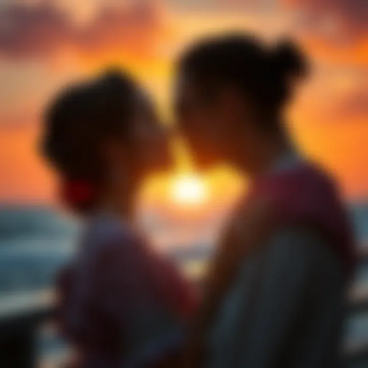 Aloy and Seyka embracing during a sunset, showcasing their emotional connection in Burning Shores