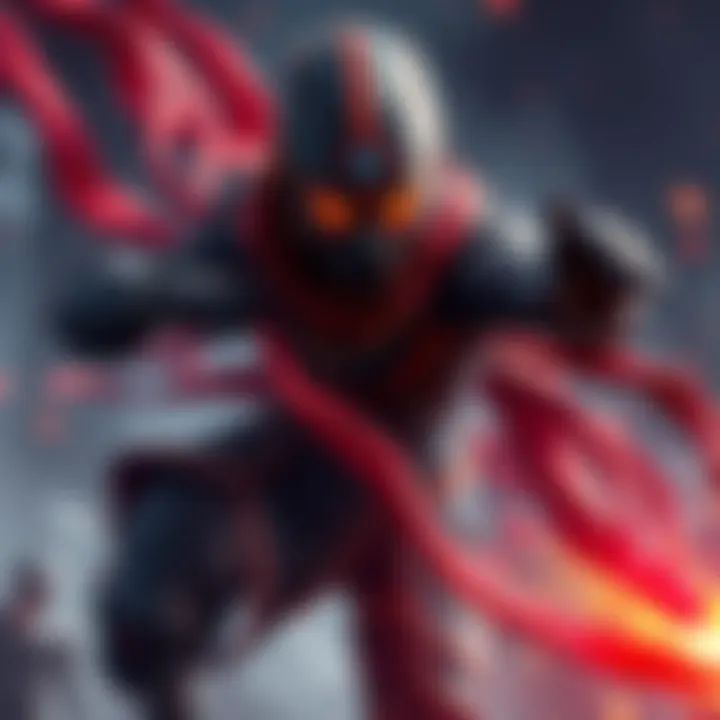 A character demonstrates Alpha Crimson Weave features in Punishing Gray Raven, showcasing vibrant colors and dynamic action.